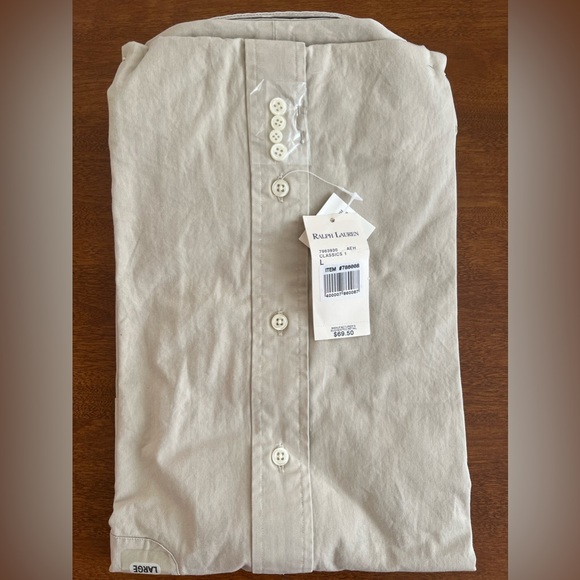 Khaki Ralph Lauren Long Sleeve Blake 100% Cotton, Sz Large - Picture 3 of 3